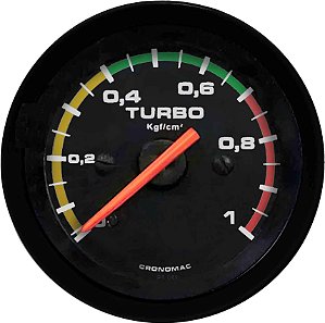 Manômetro Turbo 1KGF/CM² COM FAIXA ø52mm Street/Preto| Cronomac