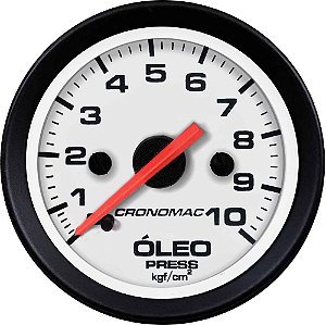 Manômetro Óleo 10KGF/CM² Mecânico ø52mm Street/Branco| Cronomac