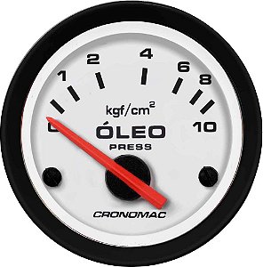Manômetro Óleo Elétrico 12 Volts 10KGF/CM² ø52mm Street/Branco | Cronomac