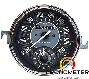 Velocimetro Fusca 110mm Original Cronomac 200km/h com Relógio Horas VW Bege