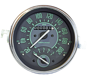 Velocimetro Fusca 110mm Original Cronomac 200km/h com Indicador Combustível VW Verde