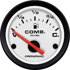 Indicador Nível de Combustível ø52mm 125 Sreet/Branco| Cronomac