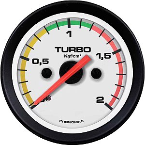Manômetro Turbo 2KGF/CM² COM FAIXA ø52mm Street/Branco | Cronomac