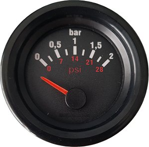 Indicador de Pressão do Turbo 0-2 bar / Preto - 12V Náutico