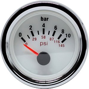 Indicador de Pressão do óleo 0-10 bar / Branco - 12V Náutico
