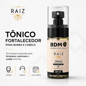 Tônico Fortalecedor para Barba e Cabelo Linha RAIZ Barbas de Minas 60ml