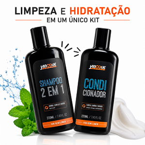 Kit Shampoo 2 Em 1 + Condicionador Jaboque 220ml Masculino