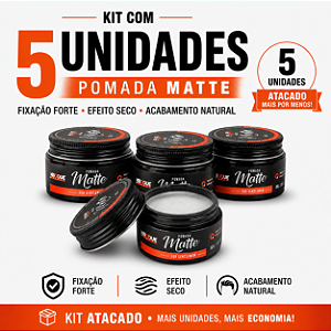 Kit 5 Pomada Efeito Matte Cabelo Natural 80g Jaboque Brasil