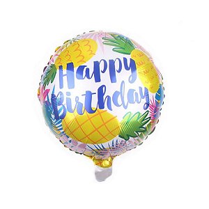Balão Happy Birthday Estampa Abacaxi