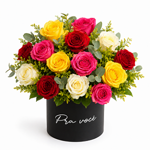 Box Vibrante: Mix de Rosas Coloridas