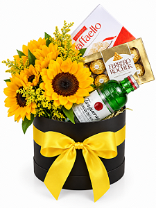 Encanto de Girassóis com Chocolates e Gin