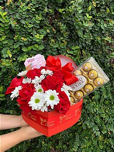 Box de Flores com Plaquinha & Chocolate