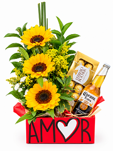 Box Amor de Girassóis e Cerveja