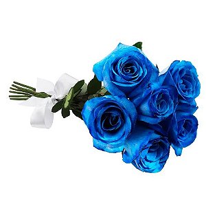 Buquê de 06 Rosas Azul Minimalista