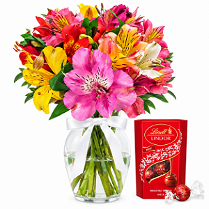 Mix de Astromélias Coloridas & Lindt 37g
