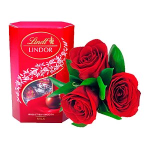 Buquê de  Rosas Vermelhas Com Chocolate Lindt