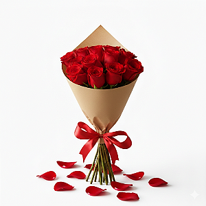 Buquê de 12 Rosas Vermelhas No Papel Kraft