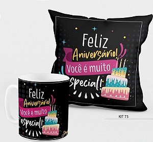 Kit Almofada e Caneca "Feliz Aniversário"