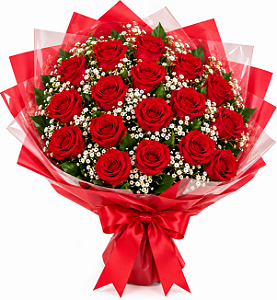 Buquê Tradicional de 18 Rosas Vermelhas