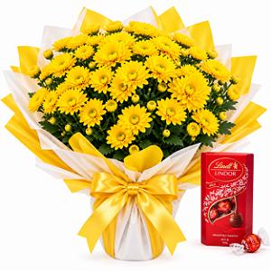 Mini Margarida Amarela Com Chocolate Lindt