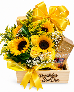 Kit de Arranjo de Girassóis com Lindt