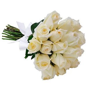Buquê de 24 Rosas Brancas Minimalistas