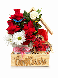 Arranjo De Rosas Vermelhas Com Coração de chocolate Viermom