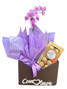 Mini Orquídea Pink No Envelope Com Ferrero Rocher