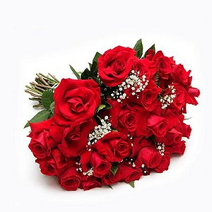 Buquê  Tradicional de 24  Rosas Vermelhas Nacionais