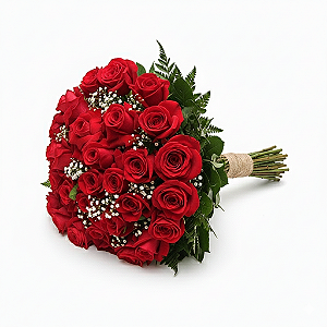 Buquê Tradicional de 24 Rosas Vermelhas Colombianas