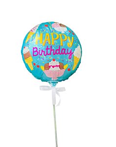 Balão Metalizado Taça Sorvete Happy Birthday