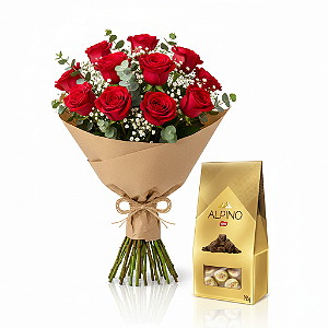 Buquê de 12 Rosas Sedução Alpina