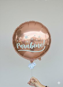 Balão Metalizado Rosè Gold Parabéns