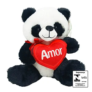 Panda de Pelúcia C/ Coração 20 cm