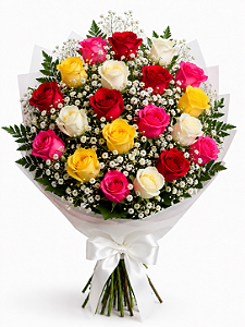 Buquê de 18 Rosas Coloridas