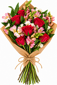 Deslumbrante Buquê de Rosas & Astromélias