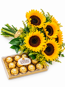 Buquê Flores do Sol & Ferrero Rocher 150g