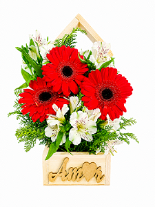 Jardim do Amor – Mini Arranjo com Gérberas Vermelhas