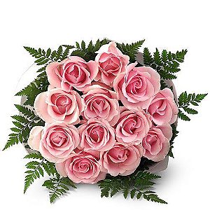 Buquê de 12 rosas cor de rosa