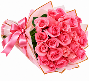 Buquê de 24 rosas cor de rosa ou pink
