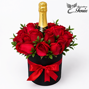 Luxuoso Box de Rosas Com Chandon