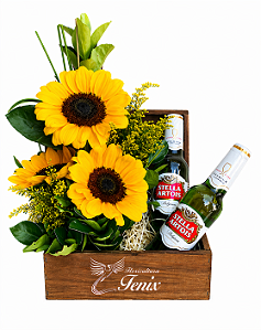 Arranjo de Girassóis com cervejas