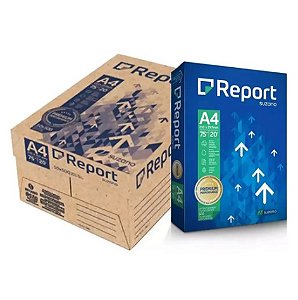 Caixa De Papel Sulfite A4 Branco Com 5000 Folhas 10 Resmas (500 folhas cada) 75g - Report