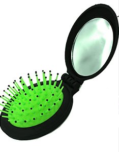 Escova de cabelo com espelho Verde