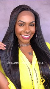 Lace Front Fibra Premium Gogo Girl 102 Preta - Cia dos Cabelos