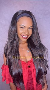 Peruca headband fibra futura Jacinta cor castanho escuro 2