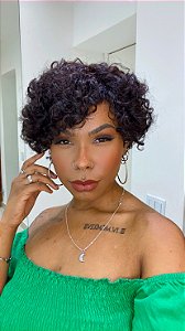 Peruca Cabelo Humano Cacheado Ziza Preta