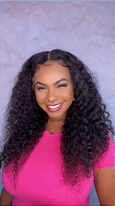 Lace Front Dolly Cabelo Humano Cacheada Preta - Repartição Livre 13x4