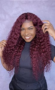 Peruca Cabelo Humano Fake Scalp HD Cacheada Lauren Marsala
