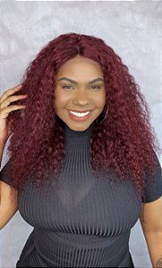Peruca T Lace Cabelo Humano Cacheado Monique Marsala
